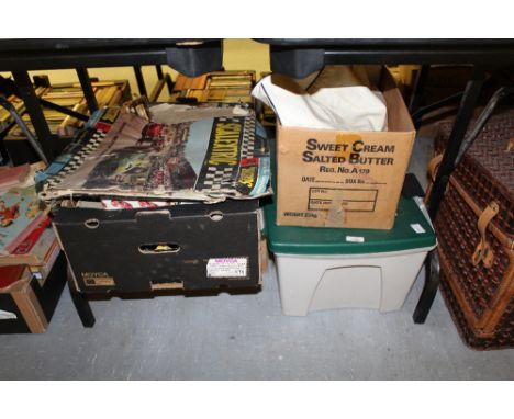 2 boxes toys, model railway equipment and scalextric set
