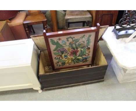 Large wooden trunk and firescreen