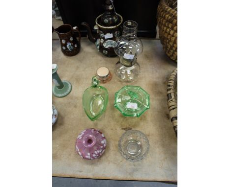 6 pieces of glass, oil lamp, Art Deco etc