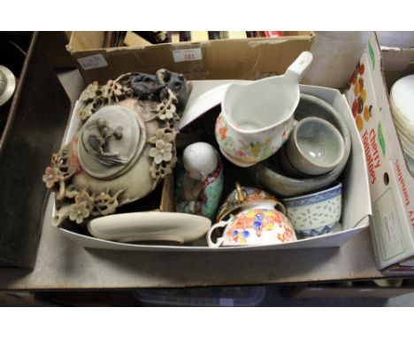 Chinese soapstone teapot and other oriental items