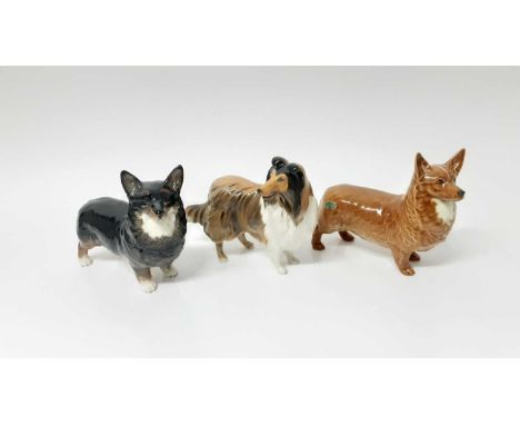 Three Beswick dogs - Black Prince, model no. 1299A, designed by Arthur Gredington, 14cm high, Corgi, model no. 1299B, designe