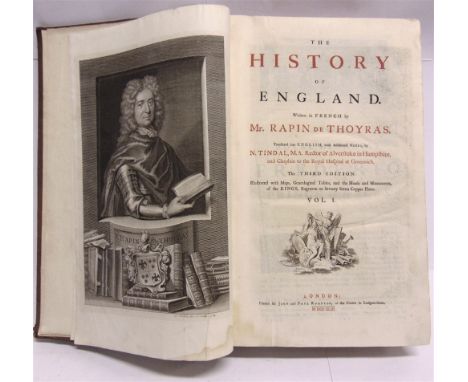 [HISTORY]  Thoyras, Rapin de. The History of England, third edition, two volumes, for Knapton, London, 1743, full panelled le