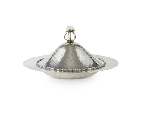 CHARLES ROBERT ASHBEE (1863-1942) FOR GUILD OF HANDICRAFTS  SILVER PLATED DISH & COVER, CIRCA 1901   with planished surface, 