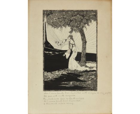 ATTRIBUTED TO ANNIE FRENCH  'WHEN I CAME BACK FROM LYONESSE WITH MAGIC IN MY EYES...'   pen and ink, unsigned  26.5cm x 17.5c