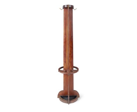 MANNER OF JOHN EDNIE  SCOTTISH OAK HALLSTAND, CIRCA 1920   with tapering cruciform frame, with coat hooks above a ring suppor