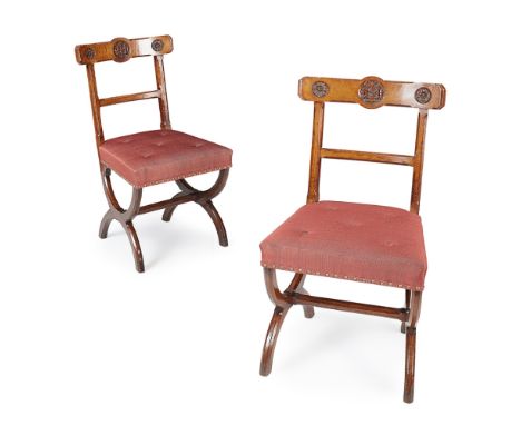 AUGUSTUS WELBY NORTHMORE PUGIN (1812-1852)  PAIR OF OAK GOTHIC REVIVAL SIDE CHAIRS, LATE 19TH CENTURY   each with chamfered t