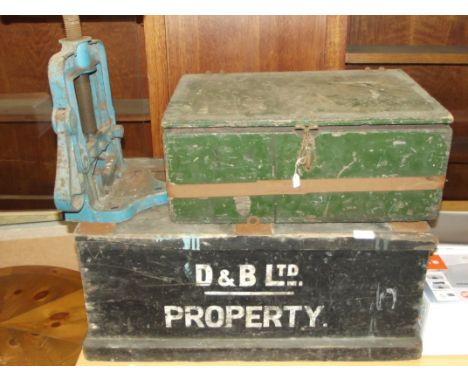 Two tool chests to include a Record pipe vice  