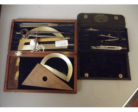 Cased set of drafting tools 