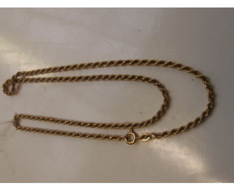 9 carat gold rope twist chain, 8.2 grams