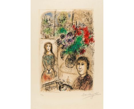 CHAGALL, MARC1887 Witebsk - 1985 St. Paul de VenceTitel: Le chevalet aux fleurs. Datierung: 1978. Technik: Farblithografie au