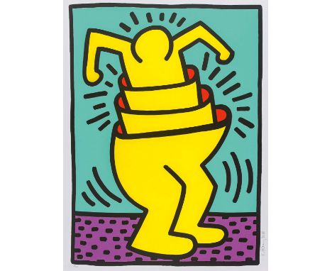 HARING, KEITH1958 Kutztown, PA/USA - 1990 New YorkTitel: Ohne Titel (Cup Man). Untertitel: Aus: Kinderstern-Mappe. Datierung: