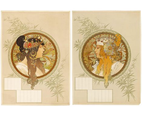 MUCHA, ALPHONSE MARIE1860 Eibenschütz/Mähren - 1939 PragTitel: Tête byzantine brune / Tête byzantine blonde. Untertitel: Konv