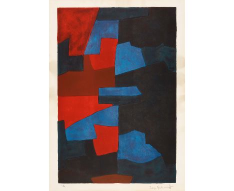 POLIAKOFF, SERGE1900 Moskau - 1969 ParisTitel: Composition rouge, bleu et noire. Datierung: 1969. Technik: Farblithografie au