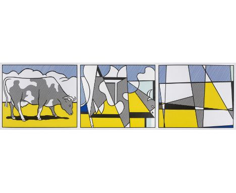 LICHTENSTEIN, ROYNew York 1923 - 1997Titel: Cow Triptych (Cow Going Abstract). Datierung: 1982. Technik: Jeweils: Farbserigra