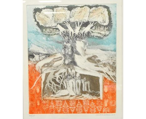 GOBAN; a signed limited edition abstract print, 145/150, signed and dated '79, 39.5 x 31.5cm, framed and glazed.