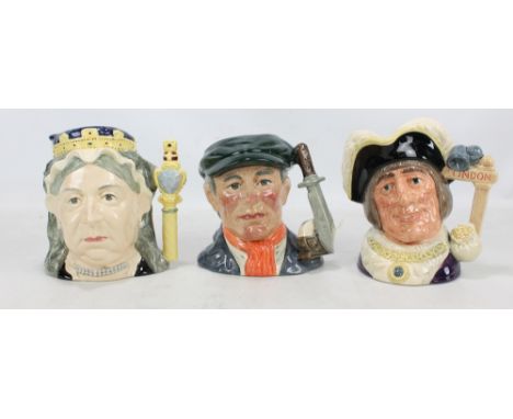 Three Royal Doulton limited edition character jugs comprising D6788 'Queen Victoria' no. 2932/3000, D6846 'Dick Whittington L