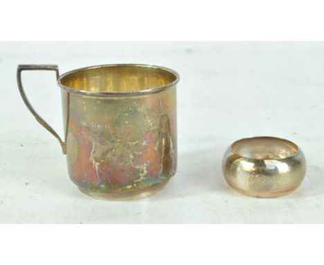 JOHN ROSE; a George V hallmarked silver cup with engraved initials 'MPG' and inscription '24 Decr 1929. One year.', Birmingha