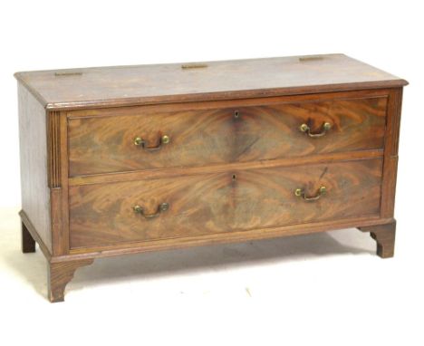 The lower section of a mahogany chest of drawers converted to a blanket box raised on bracket feet, width 140cm.