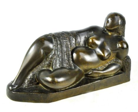 AFTER CHANA ORLOFF (Israeli, 1888-1968); bronze sculpture, 'Baigneuse Allongée', bearing signature, length 45cm. CONDITION RE