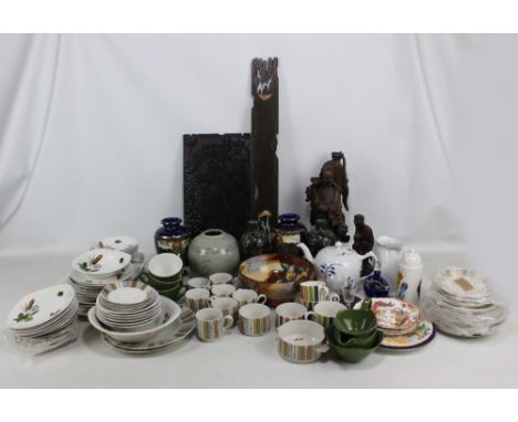A mixed group of ceramics including a quantity of Midwinter tableware and a Royal Copenhagen teapot, also some Oriental items