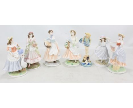 Six Royal Worcester limited edition figures; 'Baker's Wife', 155/5000, 'The Queen of the May', 1264/9500, 'Goose Girl', 155/5