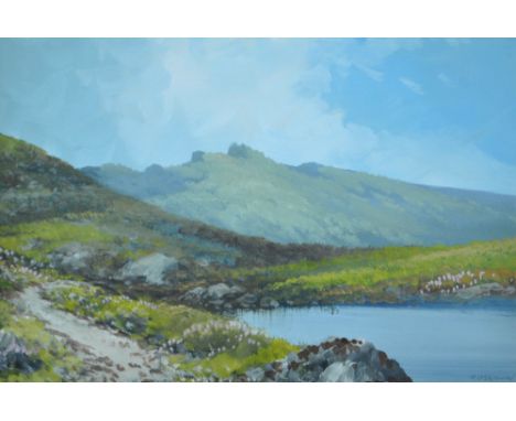 R D SHERRIN; gouache, landscape with path, signed, 24.5 x 35.5cm, framed and glazed.