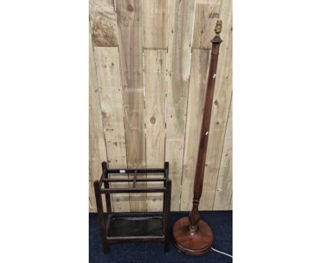 1940/50s vintage walking stick/ umbrella stand together with an antique mahogany standard lamp [161.5cm standard light height