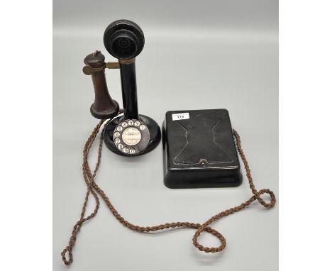 1930s Kings Kettle Fife candlestick telephone together with bell box