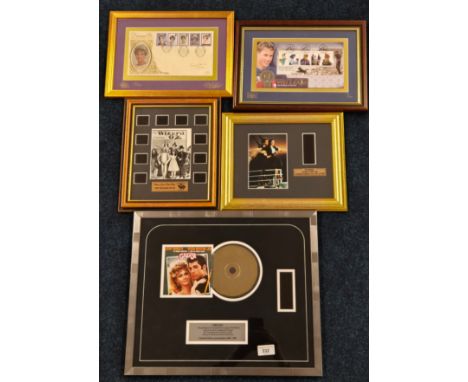 A collection of film cells &amp; framed Royalty first day coin covers: Grease limited edition film cell cd framed, titanic li