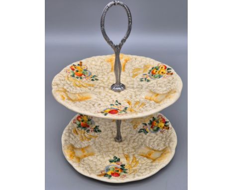 Clarice Cliff "Celtic harvest" two tier cake stand. [26cm high] 