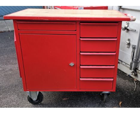 A Sealy work bench with wood work top, model AP1000M, 93 x 99 x 59cm 