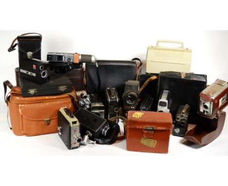 A collection of early 20th century and later vintage technology, including various cine cameras, makers to include - Eumig, B