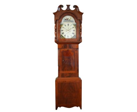 Richardson of Huddersfield, 19th century 30 hour mahogany cased longcase clock, with broken swan neck pediment, the 13 inch w