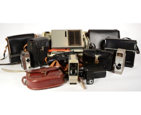A collection of early 20th century and later vintage technology, including various cine cameras, makers to include - Carena, 