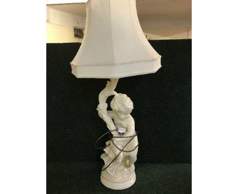 A large chalk table lamp - Cherub