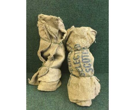 Two bundles of vintage hessian sacks - 'Selected Scotch Seed' etc