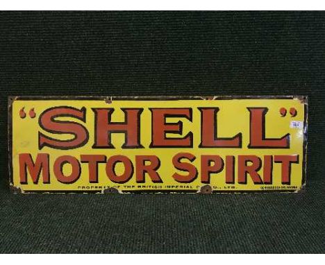 A enamel Shell sign 'Shell Motor Spirit'