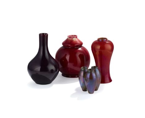  PILKINGTON TILE & POTTERY CO. FOUR VASES, EARLY 20TH CENTURY printed and impressed maker's marks, to include; a SANG DE BOEU