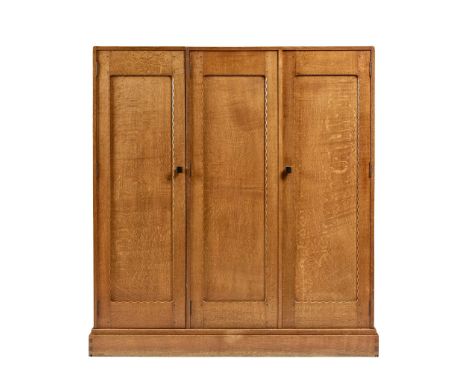  STANLEY WEBB DAVIES (BRITISH 1894–1978) ARTS & CRAFTS WARDROBE, 1935 incised artist's mark and monogram of Ernest John Oldco