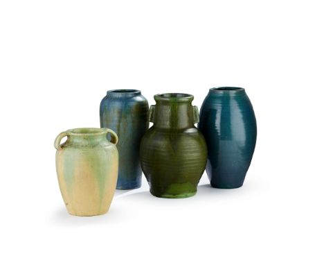  UPCHURCH POTTERY FOUR VASES, CIRCA 1920 two incised maker's mark two stamped maker's mark, glazed earthenware (4) 25cm high,