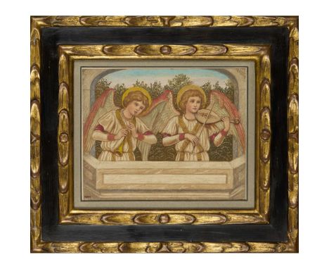  WYNDHAM HOPE HUGHES (BRITISH 1849-1948) ANGELS WITH INSTRUMENTS initialled (lower left), mixed media 16.5cm x 20.5cm (6 ½in 