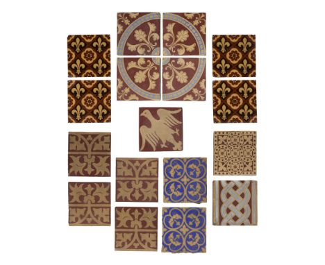  MINTON & CO. GROUP OF GOTHIC REVIVAL ENCAUSTIC TILES, 19TH CENTURY impressed makers' marks, earthenware, to include; a FOUR 