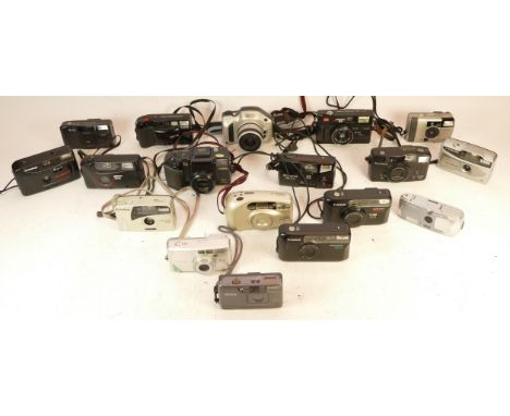 A collection of twenty mixed compact film and digital cameras to include a Minolta Vectis 200, an Olympus i-10 and a Pentax E