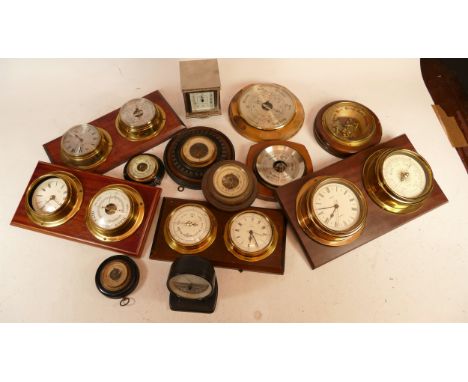 A collection of mid 20th century mantel clocks, having manual and quartz movements, in six boxes. (4) 