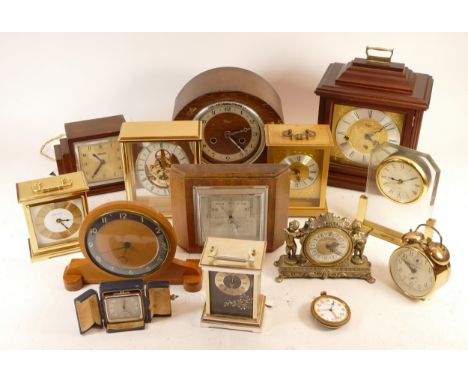 A collection of mid 20th century and later mantel clocks, wall clocks and barometers, having manual and quartz movements. (3)