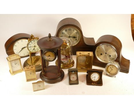 A collection of mid 20th century and later mantel clocks, wall clocks and barometers, having manual and quartz movements. (3)