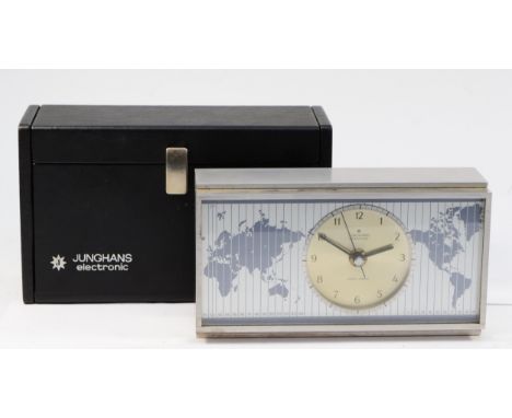 A 1960s Junghans electrictronic 'Astro Chron' World Time mantel clock, stamped Junghans No 00775, in original carry case, 20x
