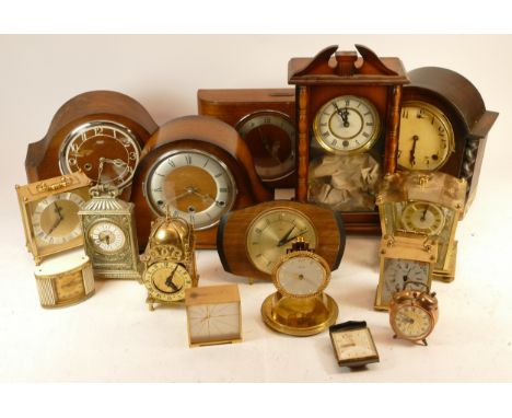 A collection of mid 20th century and later mantel clocks, wall clocks and barometers, having manual and quartz movements. (3)