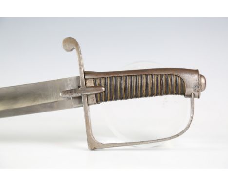An Italian M1833 mounted artillery sword with slightly curved single-edged blade, blade length 83.5cm, marked 'W &amp; Co', s
