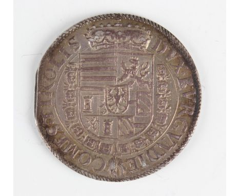 An Austrian States Ferdinand II silver thaler 1577-1595, obverse with half-length portrait holding sword and sceptre, reverse